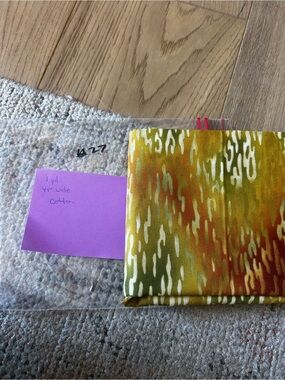 Golden Green Abstract Cotton Fabric